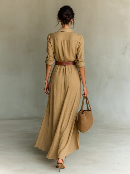 Robe Longue Asymétrique Ceinturée